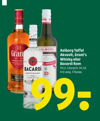 Coop 365 Aalborg taffel akvavit, grant's whisky eller bacardi rom tilbud