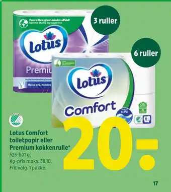 Coop 365 Lotus comfort toiletpapir eller premium køkkenrulle tilbud