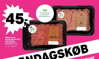 Kvickly Hakket grise-og kalvekød 8-12% eller hakket grisekød 4-7% tilbud