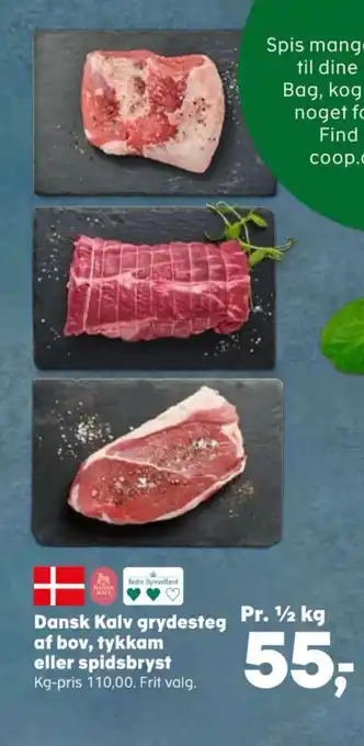 Kvickly Dansk Kalv grydesteg af bov, tykkam eller spidsbryst tilbud