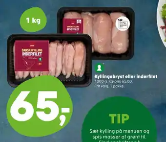 Kvickly Kyllingebryst eller inderfilet tilbud