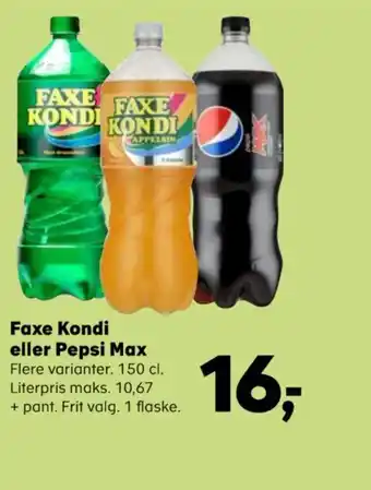 Kvickly Faxe Kondi eller Pepsi Max tilbud