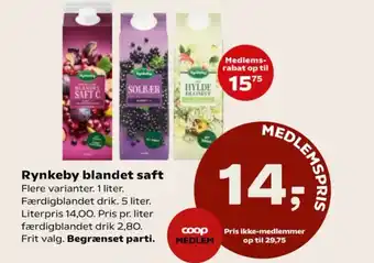 Kvickly Rynkeby blandet saft tilbud