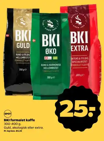 Netto BKI formalet kaffe 300-400 g. tilbud