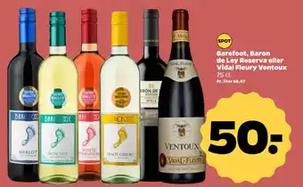 Netto Barefoot, Baron de Ley Reserva eller Vidal Fleury Ventoux tilbud