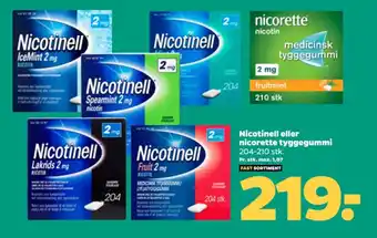 Netto Nicotinell eller nicorette tyggegummi tilbud