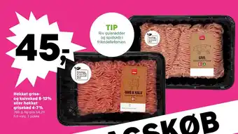 SuperBrugsen Hakket grise- og kalvekød 8-12% eller hakket grisekød 4-7% tilbud