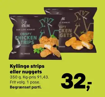 SuperBrugsen Kyllinge strips eller nuggets tilbud