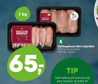 SuperBrugsen Kyllingebryst eller inderfilet tilbud