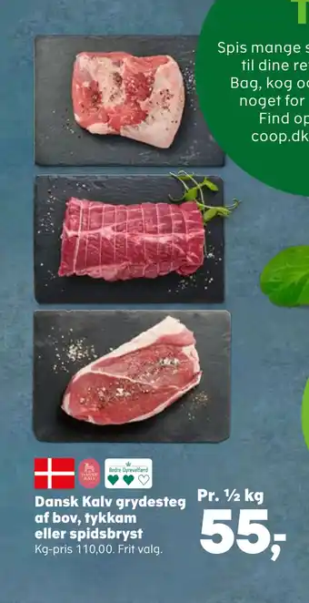 SuperBrugsen Dansk Kalv grydesteg af bov, tykkam eller spidsbryst tilbud