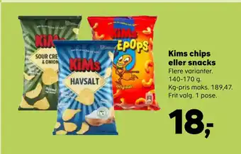 SuperBrugsen Kims chips eller snacks tilbud