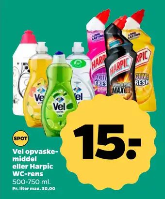 Netto Vel opvaskemiddel eller Harpic WC-rens tilbud
