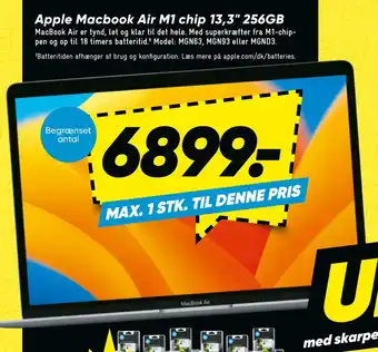 Bilka Apple Macbook Air M1 chip 13,3 256GB tilbud