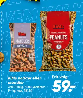 Bilka KiMs nødder eller mandler tilbud