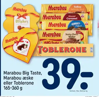 REMA 1000 Marabou Big Taste, Marabou æske eller Toblerone 165-360 g tilbud