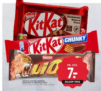 MENY NESTLÉ CHOKOLADEBAR, SMARTIES ELLER POLO MINT tilbud