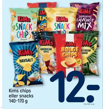 REMA 1000 Kims chips eller snacks 140-170 g tilbud
