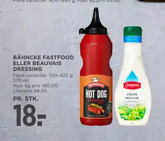 MENY BÄHNCKE FASTFOOD ELLER BEAUVAIS DRESSING tilbud