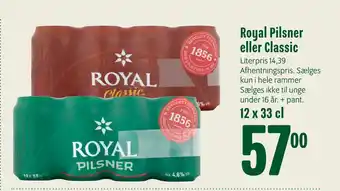 Min Købmand Royal Pilsner eller Classic tilbud
