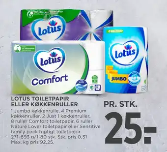 MENY LOTUS TOILETPAPIR ELLER KØKKENRULLER tilbud