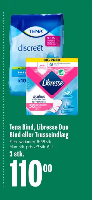 Min Købmand Tena Bind, Libresse Duo Bind eller Trusseindlæg tilbud