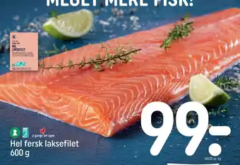 REMA 1000 Hel fersk laksefilet 600 g tilbud