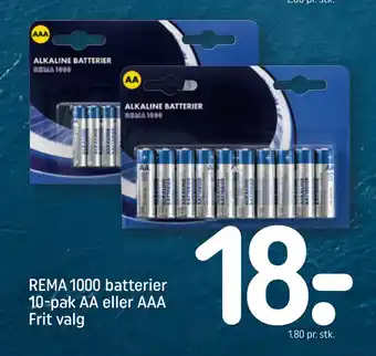 REMA 1000 REMA 1000 batterier 10-pak AA eller AAA Frit valg tilbud