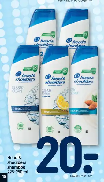 REMA 1000 Head & shoulders shampoo 225-250 ml tilbud