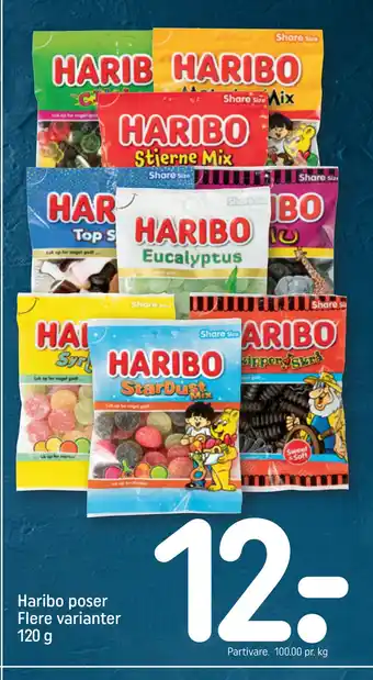 REMA 1000 Haribo poser Flere varianter 120 g tilbud