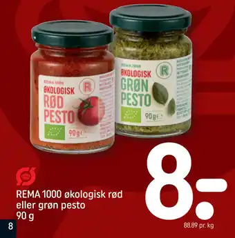 REMA 1000 REMA 1000 økologisk rød eller grøn pesto 90 g tilbud