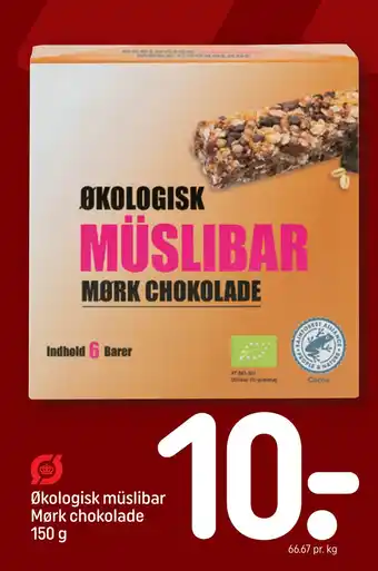 REMA 1000 Økologisk müslibar Mørk chokolade 150 g tilbud