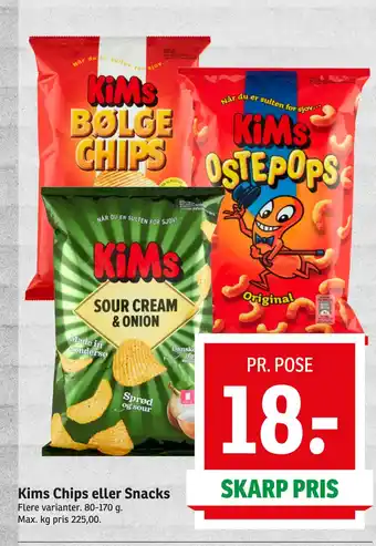SPAR Kims Chips eller Snacks tilbud
