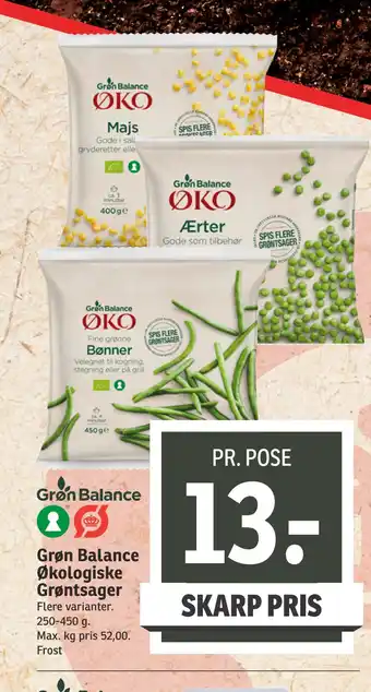 SPAR Grøn Balance Økologiske Grøntsager tilbud