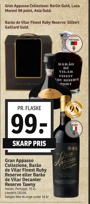 SPAR Gran Appasso Collezione, Barão de Vilar Finest Ruby Reserve eller Barão de Vilar Decanter Reserve Tawny tilbud