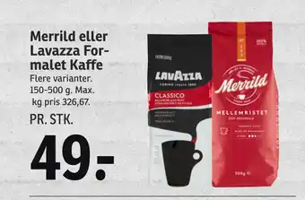 SPAR Merrild eller Lavazza Formalet Kaffe tilbud