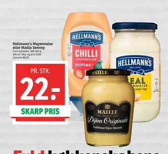 SPAR Hellmann’s Mayonnaise eller Maille Sennep tilbud
