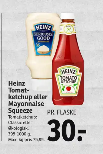 SPAR Heinz Tomatketchup eller Mayonnaise Squeeze tilbud