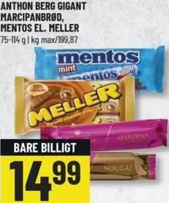 Løvbjerg Anthon Berg Gigant Marcipanbrød,Mentos El. Meller 75-114g tilbud