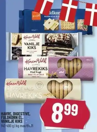 Havre, Digestive, Fuldkorn El. Vanilje Kiks 140-400g