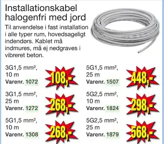 Harald Nyborg Installationskabel halogenfri med jord tilbud