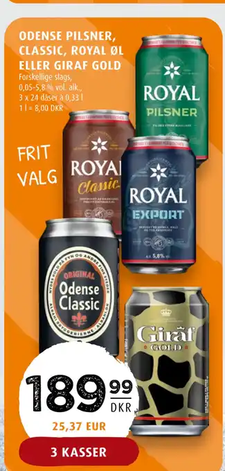 Scandinavian Park ODENSE PILSNER, CLASSIC, ROYAL ØL ELLER GIRAF GOLD tilbud