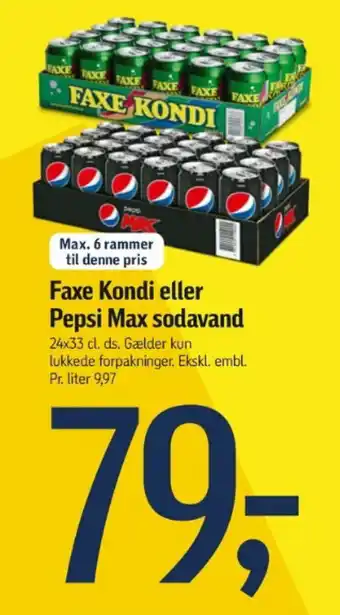 Føtex Faxe Kondi eller Pepsi Max sodavand tilbud