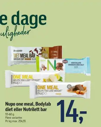 Føtex Nupo one meal, Bodylab diet eller Nutrilett bar tilbud