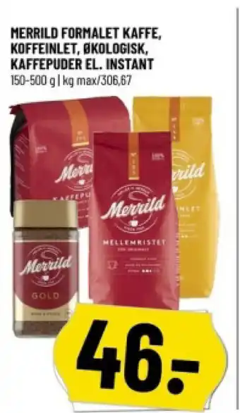 Løvbjerg MERRILD FORMALET KAFFE, KOFFEINLET, ØKOLOGISK tilbud