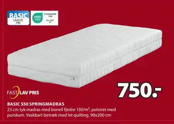 JYSK BASIC S50 SPRINGMADRAS tilbud