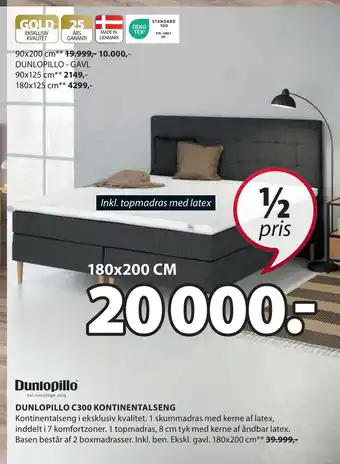 JYSK DUNLOPILLO C300 KONTINENTALSENG tilbud