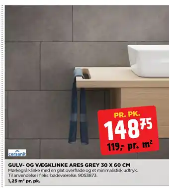jem & fix GULV- OG VÆGKLINKE ARES GREY 30 X 60 CM tilbud