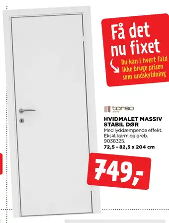 HVIDMALET MASSIV STABIL DØR
