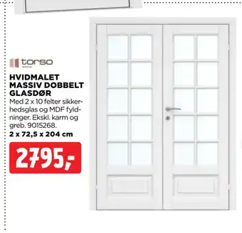 HVIDMALET MASSIV DOBBELT GLASDØR