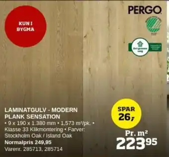 Bygma LAMINATGULV - MODERN PLANK SENSATION tilbud